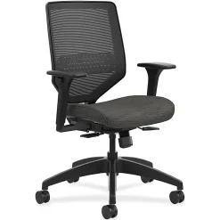 HON® Solve Fabric Mid-Back Task Chair, Ilira-Stretch Mesh Back, Black