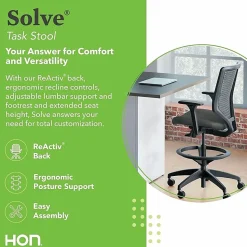 HON® Solve Task Stool, ReActiv, Black