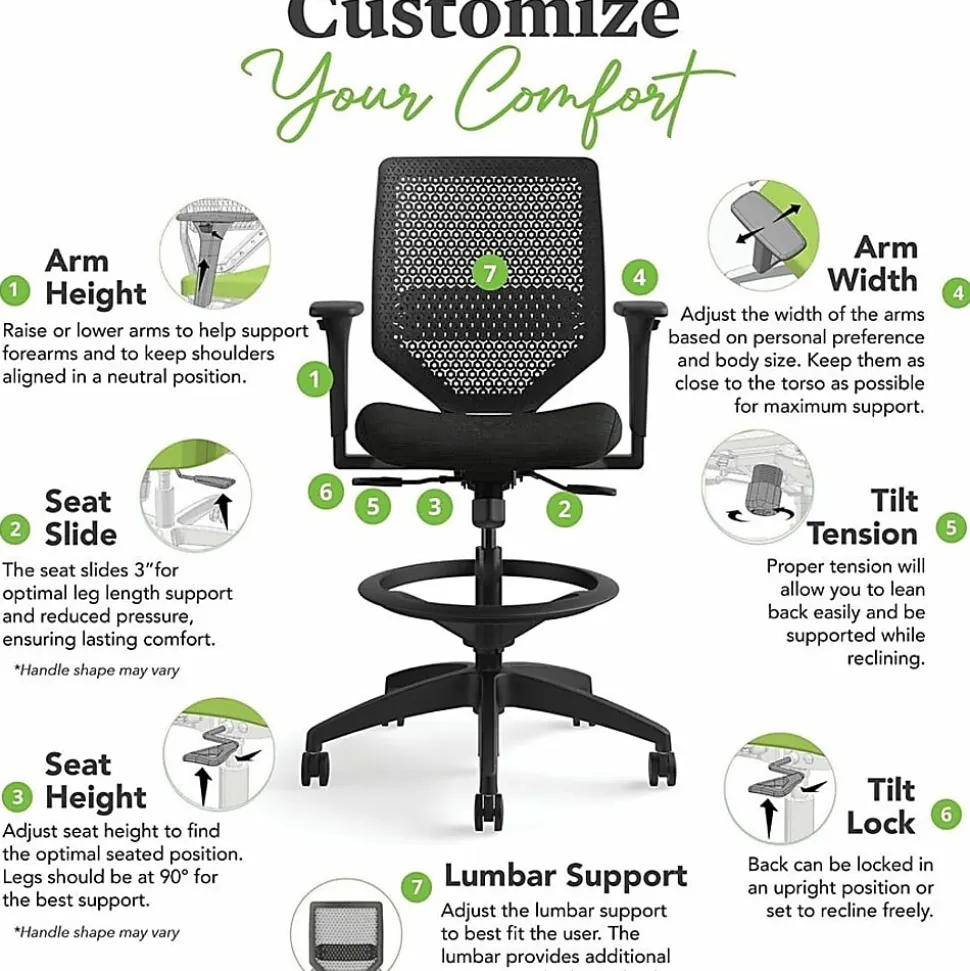 HON® Solve Task Stool, ReActiv, Black