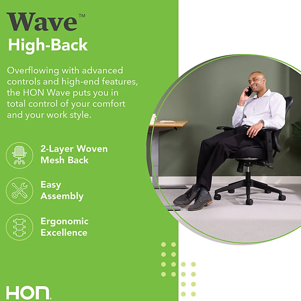 HON® VL702 Ergonomic Mesh High-Back Task Chair, Black
