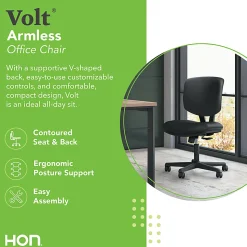 HON® Volt 5703 Bonded Leather Low-Back Chair, Black