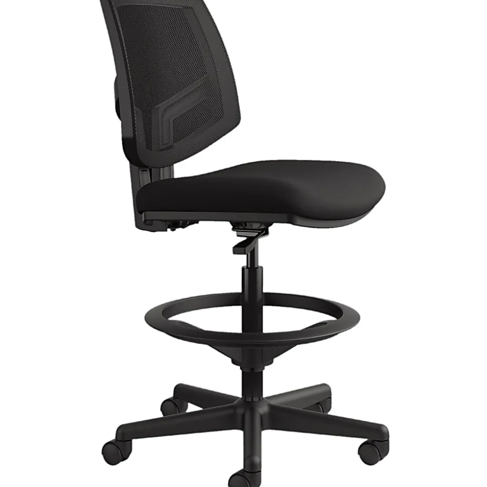 HON® Volt Extended-Height Stool, Mesh/Fabric, Black