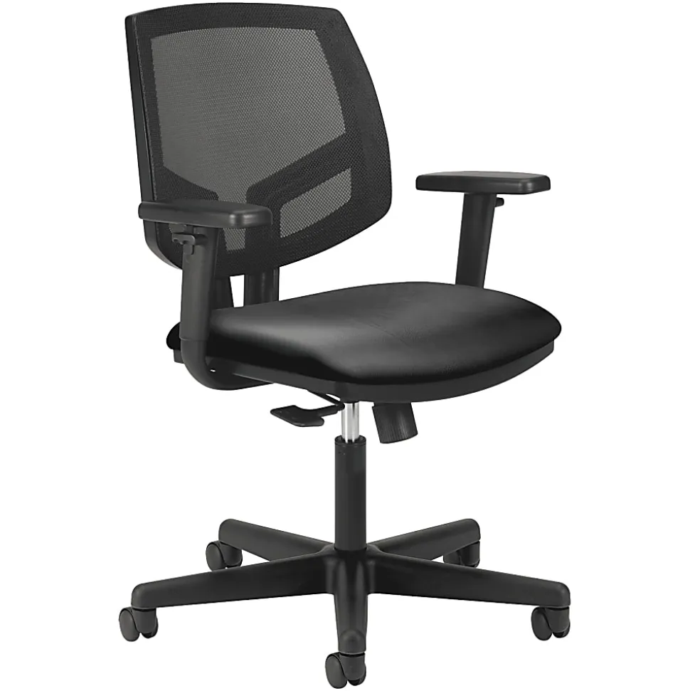HON® Volt Mesh Bonded Leather Mid-Back Task Chair, Black