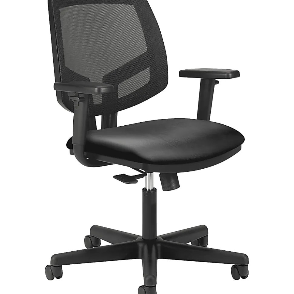 HON® Volt Mesh Bonded Leather Mid-Back Task Chair, Black