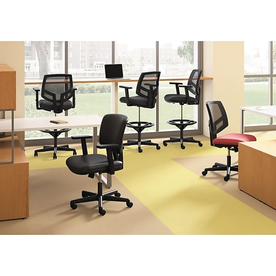 HON® Volt Mesh Bonded Leather Mid-Back Task Chair, Black