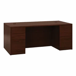 HON® 10500 72"W Double-Pedestal Computer Desk With Full Pedestals, Mahogany