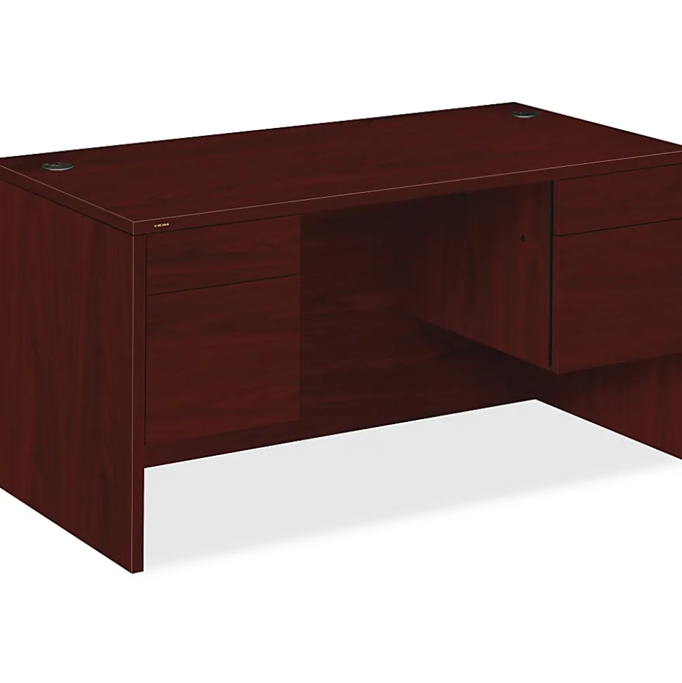 HON® 10500 60"W Double-Pedestal Computer Desk, Mahogany