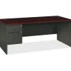 HON® 38000 72"W Left-Pedestal Computer Desk, Mahogany/Charcoal