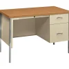 HON® 34000 45-1/4"W Right Single-Pedestal Steel Computer Desk, Harvest/Putty