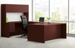 HONĀ® 10500 72"W Single-Pedestal Computer Desk With Pedestal On Right/Left Return, Mahogany