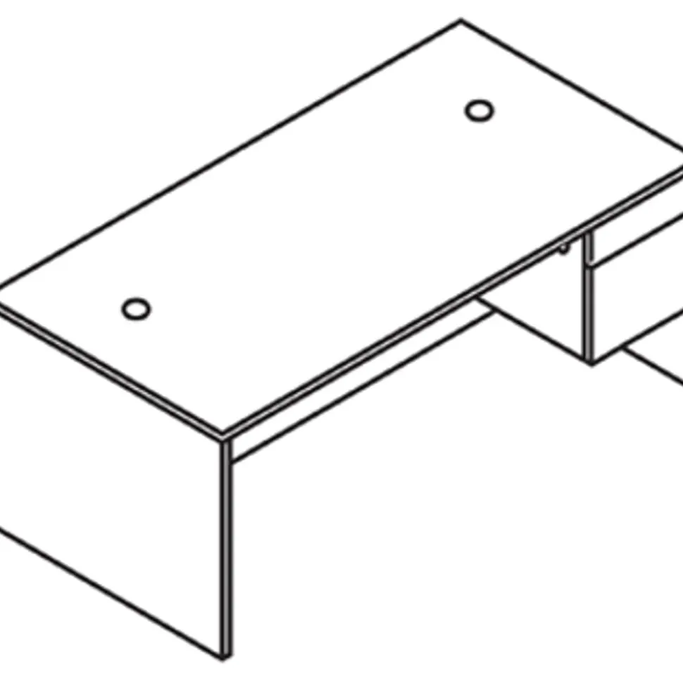 HON® 10500 72"W Single-Pedestal Computer Desk With Pedestal On Right/Left Return, Mahogany