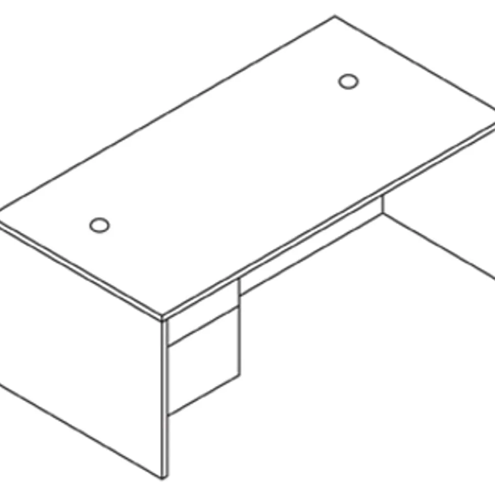 HON® 10500 72"W Single-Pedestal Computer Desk With Pedestal On Left/Right Return, Mahogany