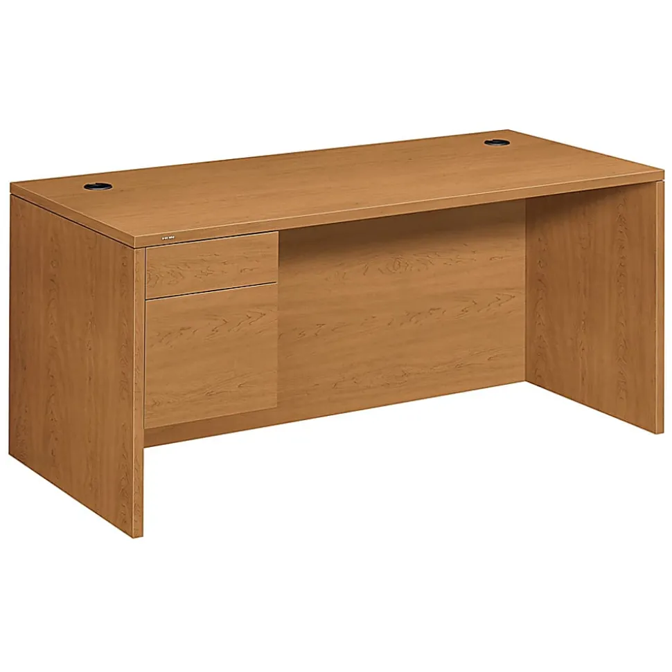 HON® 10500 66"W Workstation Computer Desk, Right Return, Harvest Cherry