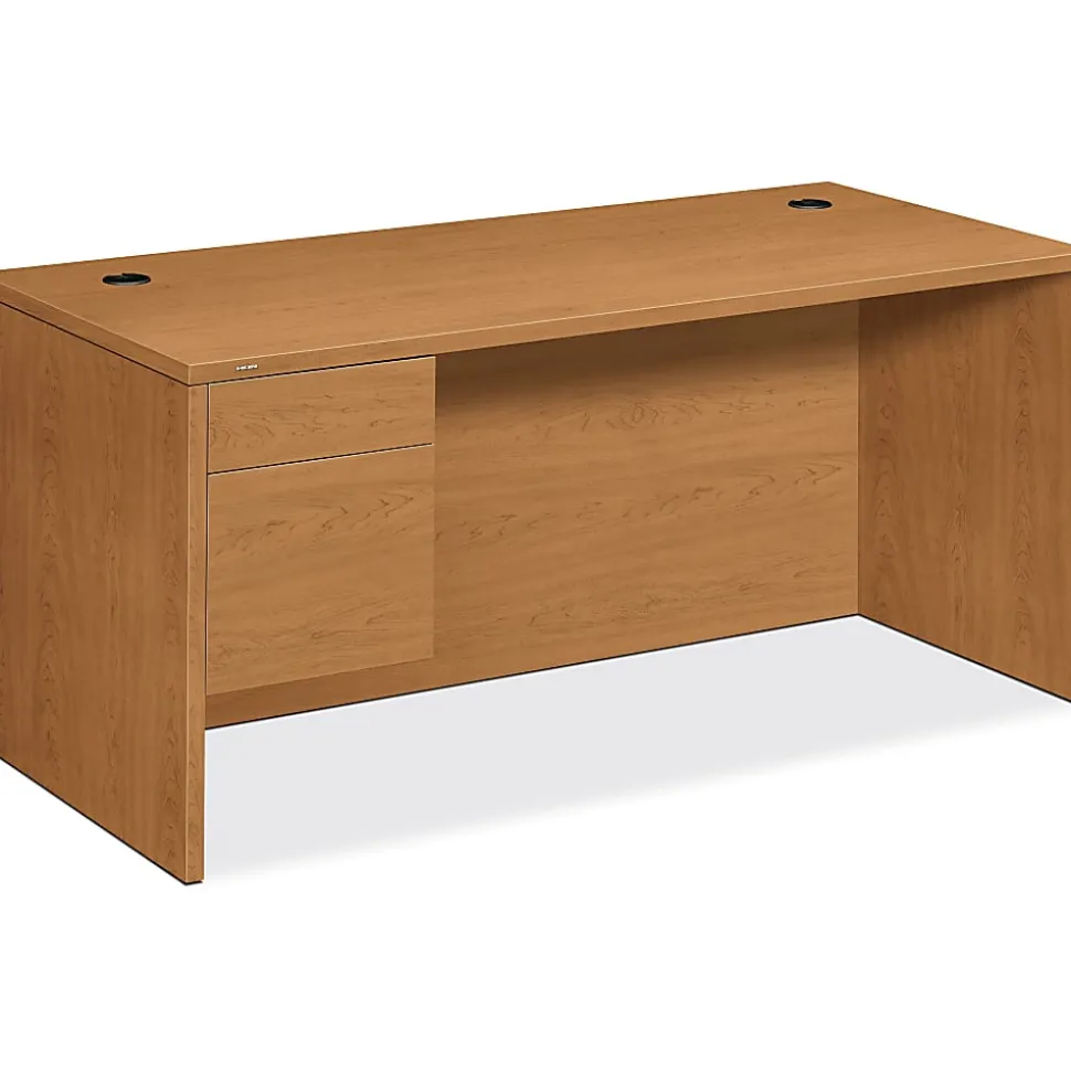 HON® 10500 66"W Workstation Computer Desk, Right Return, Harvest Cherry