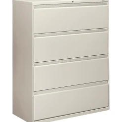 HONĀ® 800 42"W x 19-1/4"D Lateral 4-Drawer File Cabinet With Lock, Light Gray