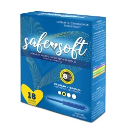 Hospeco Safe & Soft Plastic Applicator Tampons, Regular Absorbency,18 Tampons Per Box, Case Of 12 Boxes