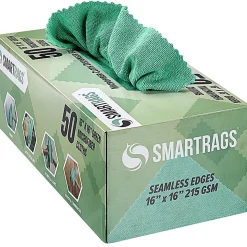Hospeco SmartRags® Disposable Microfiber Towels, 35 Gram, 215 GSM, 16" x 16", Green, 50 Towels Per Box, Case Of 8 Boxes