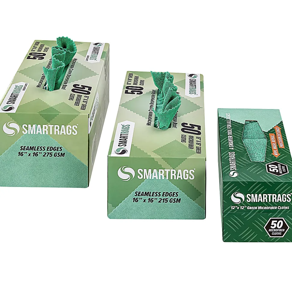 Hospeco SmartRags® Disposable Microfiber Towels, 35 Gram, 215 GSM, 16" x 16", Green, 50 Towels Per Box, Case Of 8 Boxes