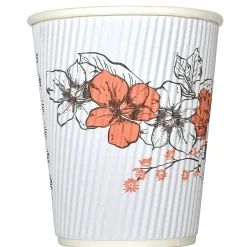 Hotel Emporium Floral Ripple Hot Cups, 8 Oz, 100% Recycled, White, Pack Of 500 Cups