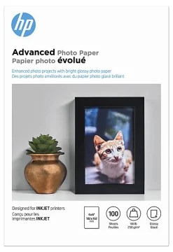 HP Advanced Photo Paper for Inkjet Printers, Glossy, 4