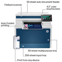 HP Color LaserJet Pro MFP 4301fdw Wireless Printer, Print, scan, copy, fax, Fast speeds, Easy setup, Mobile printing, Best for office, AI-enabled