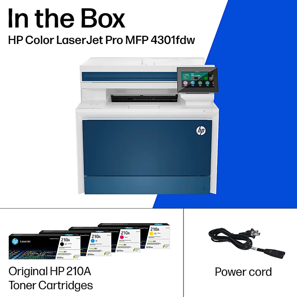 HP Color LaserJet Pro MFP 4301fdw Wireless Printer, Print, scan, copy, fax, Fast speeds, Easy setup, Mobile printing, Best for office, AI-enabled