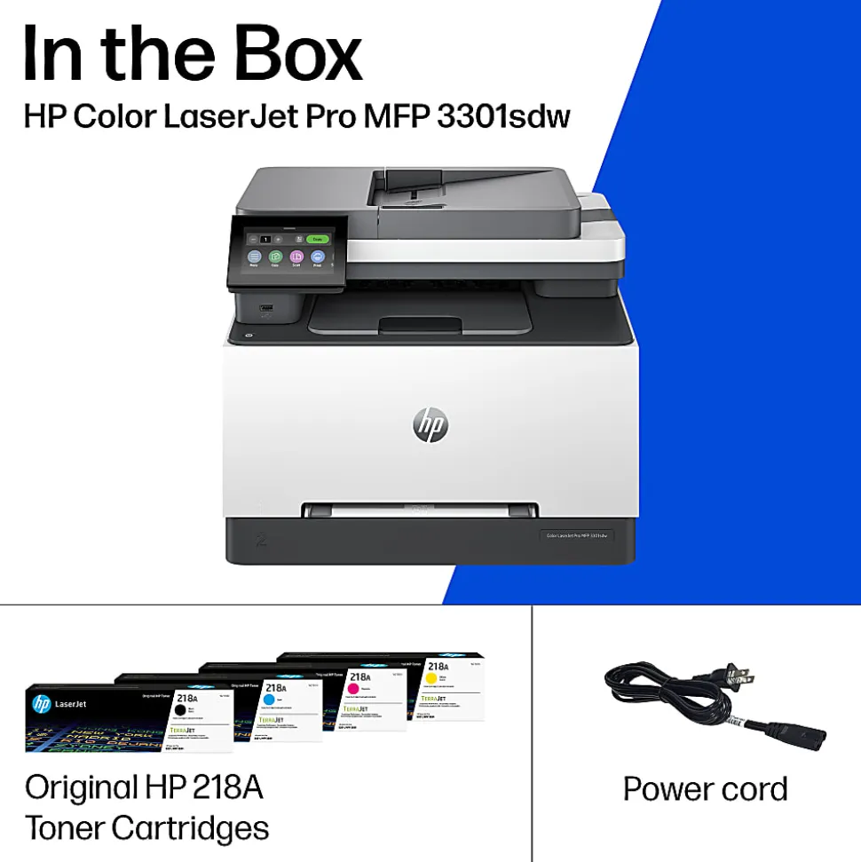 HP Color LaserJet Pro MFP 3301sdw Wireless Printer, Print, scan, copy, Fast speeds, Easy setup, Mobile printing, Best for office, AI-enabled