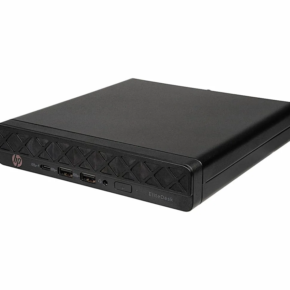 HP EliteDesk 8 G1a Desktop Computer, AMD Ryzen 5 220, 16 GB, 256 GB PCI Express NVMe SSD, Mini PC, Jack Black, D32NPATABA