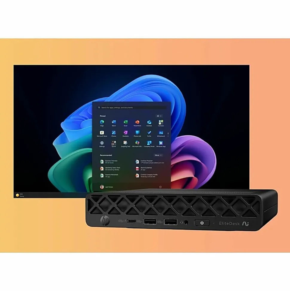 HP EliteDesk 8 G1a Desktop Computer, AMD Ryzen AI 5 340, 16 GB, 256 GB PCI Express NVMe SSD, Mini PC, Jack Black, D36E5UTABA