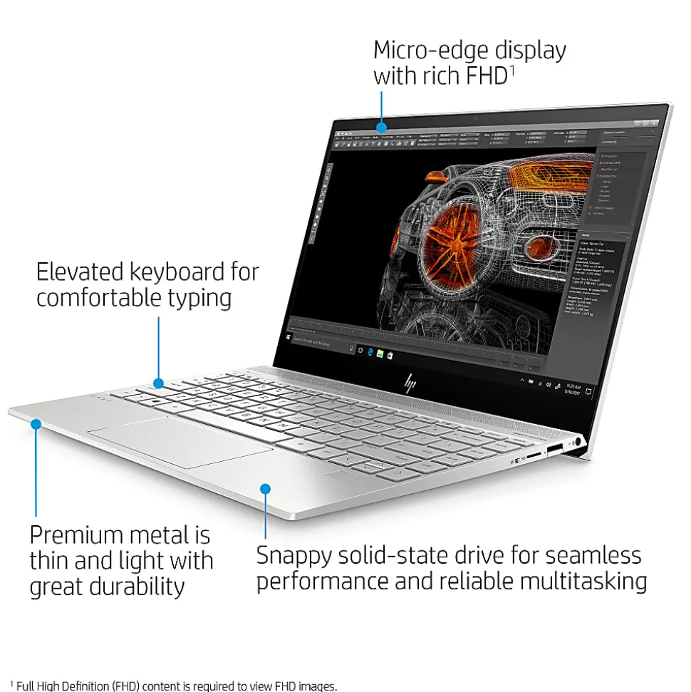 HP ENVY 13-aq0050od Laptop, 13.3" Full HD Screen, Intel® Core™ i5-8265U, 8GB Memory, 256GB Solid State Drive, Windows® 10 Home 64