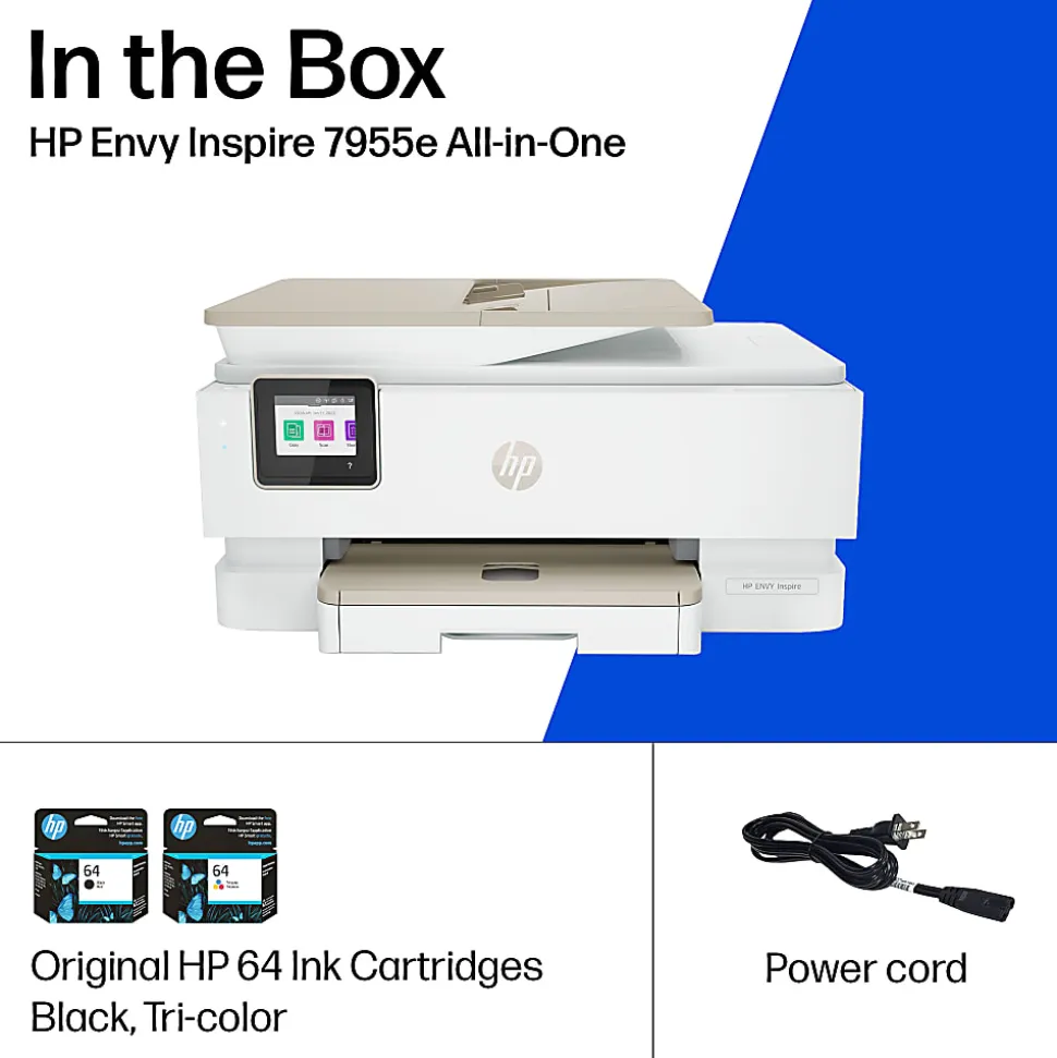 HP Envy Inspire 7955e Wireless Color Inkjet Printer, prints, scans, copies, duplex, great for home, 3-mo free Instant Ink, AI-enabled (1W2Y8A)