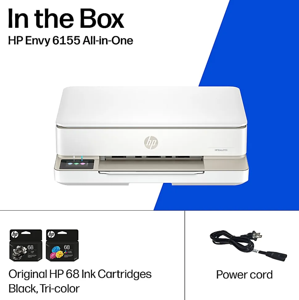 HP Envy 6155 Wireless All-in-One Color Inkjet Printer, Print/Scan/Copy, Duplex Printing, 3 Months of free Instant Ink