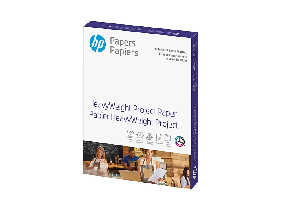 HP Heavyweight Project Paper, White, Letter (8.5" x 11"), 250 Sheets Per Pack, 95 Brightness, 40 Lb, 95 Brightness