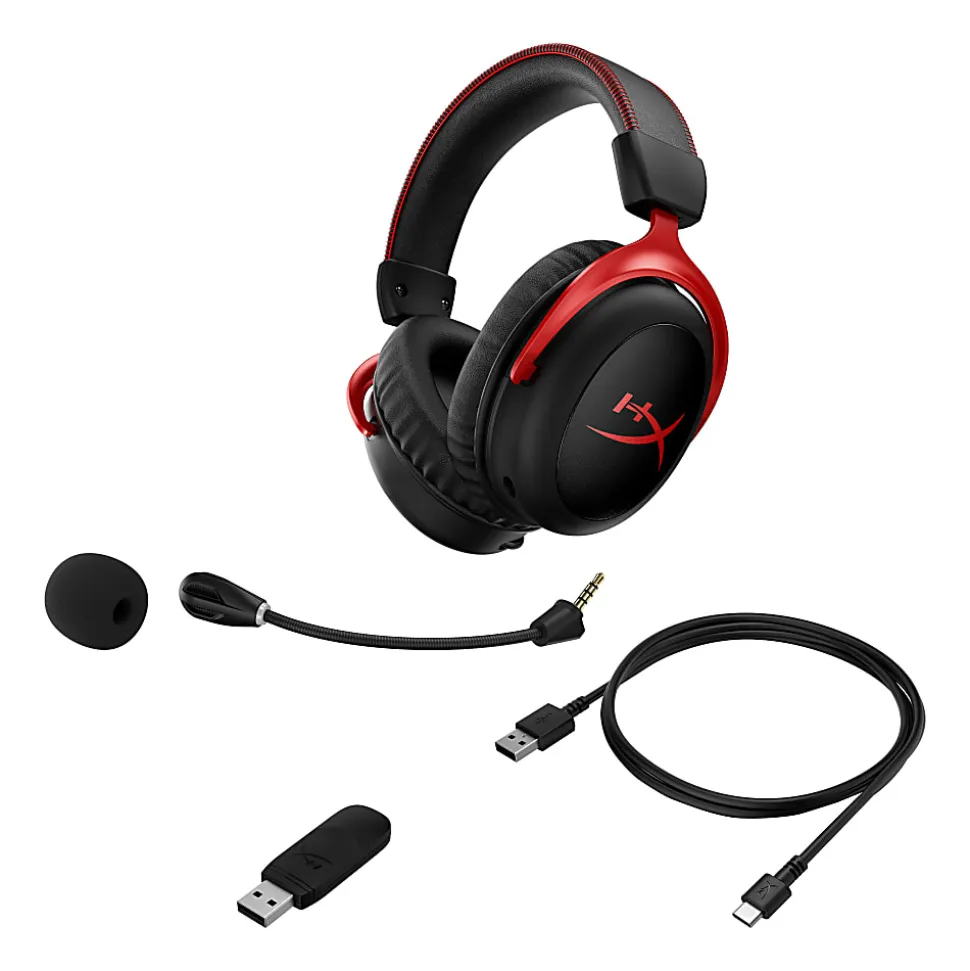 HP HyperX Cloud II Wireless Gaming Headset, Black/Red, 4P5K4AA