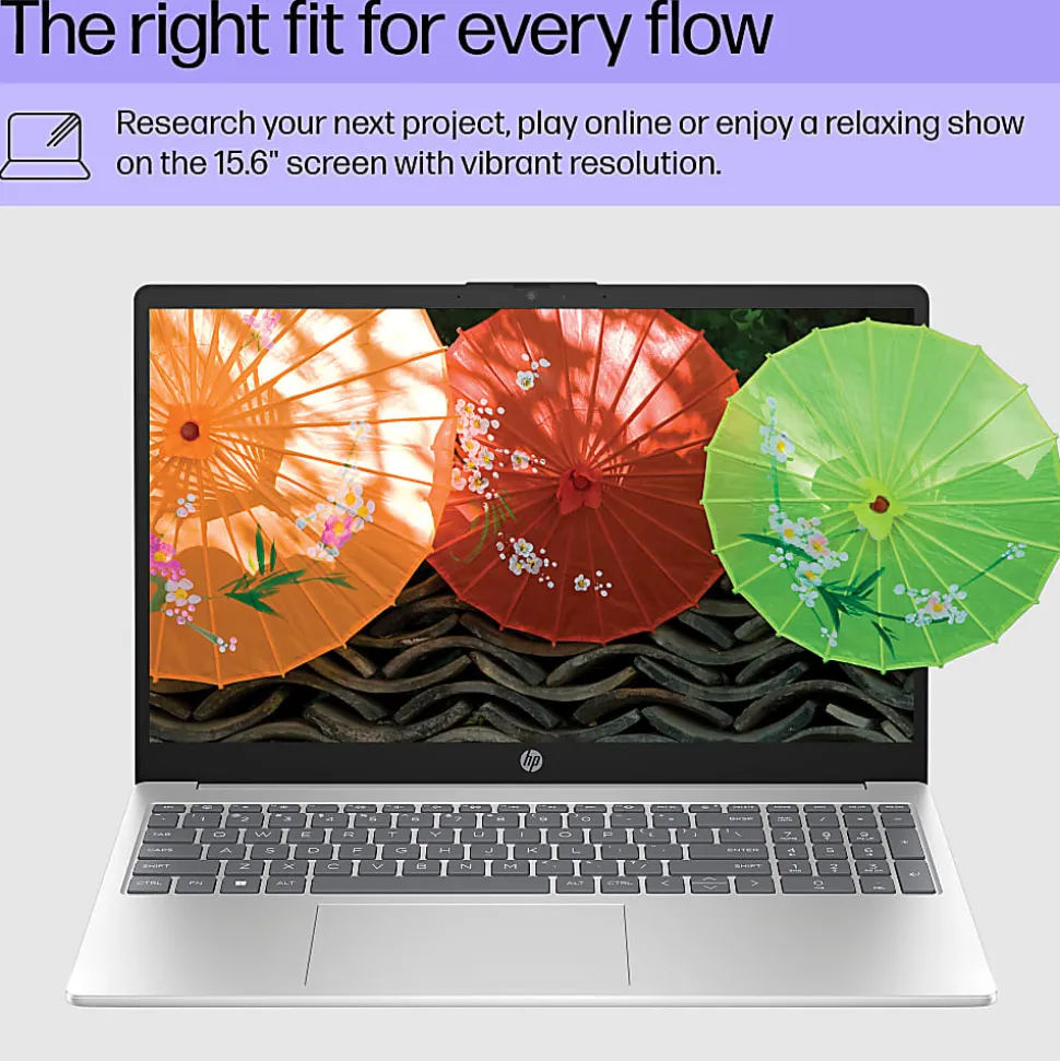 HP 15.6" Laptop, AMD Ryzen 3, AI Enabled, 8GB RAM, 256GB SSD, Wi-Fi 6, Windows® 11 Home (15-fc0013od)