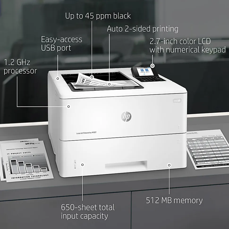 HP LaserJet Enterprise M507dn Laser Monochrome Printer