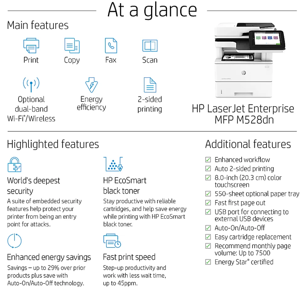 HP LaserJet Enterprise MFP M528dn Laser Monochrome Printer