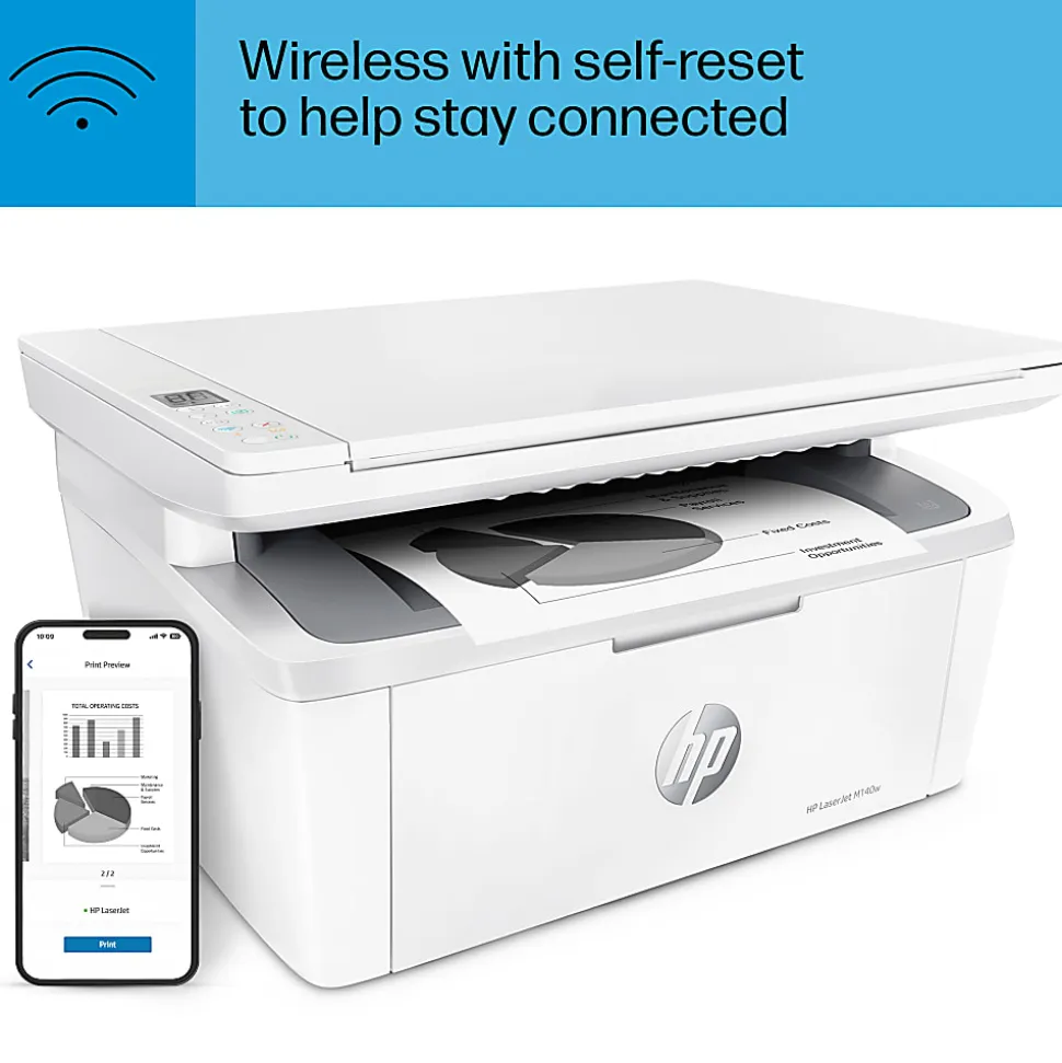 HP LaserJet MFP M140w Wireless Laser All-In-One Monochrome Printer (7MD72F)