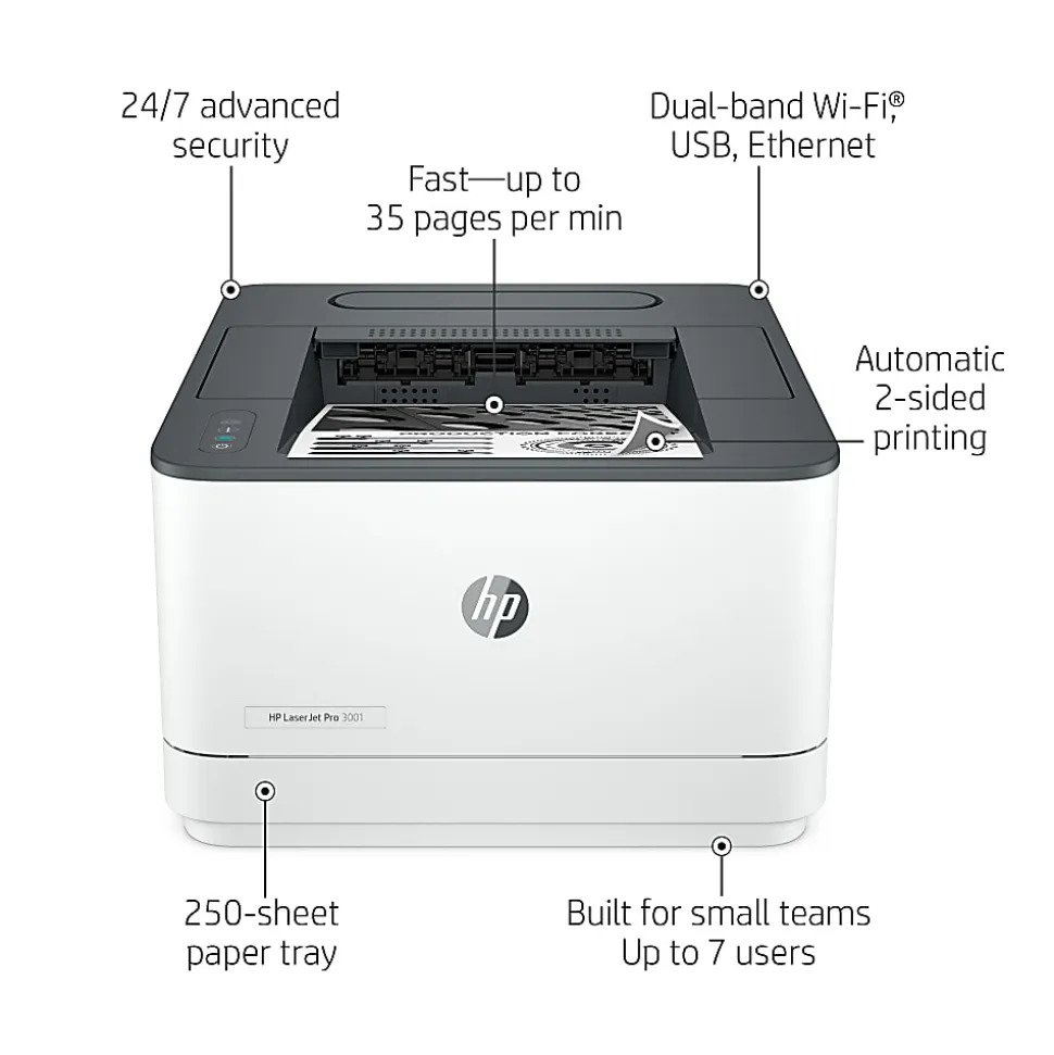 HP LaserJet Pro 3001dw Wireless Laser Monochrome Printer
