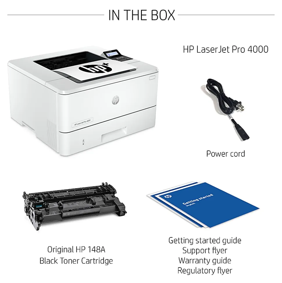 HP LaserJet Pro 4001ne Wireless Laser Monochrome Printer with HP+ Smart Office Features (2Z599E)