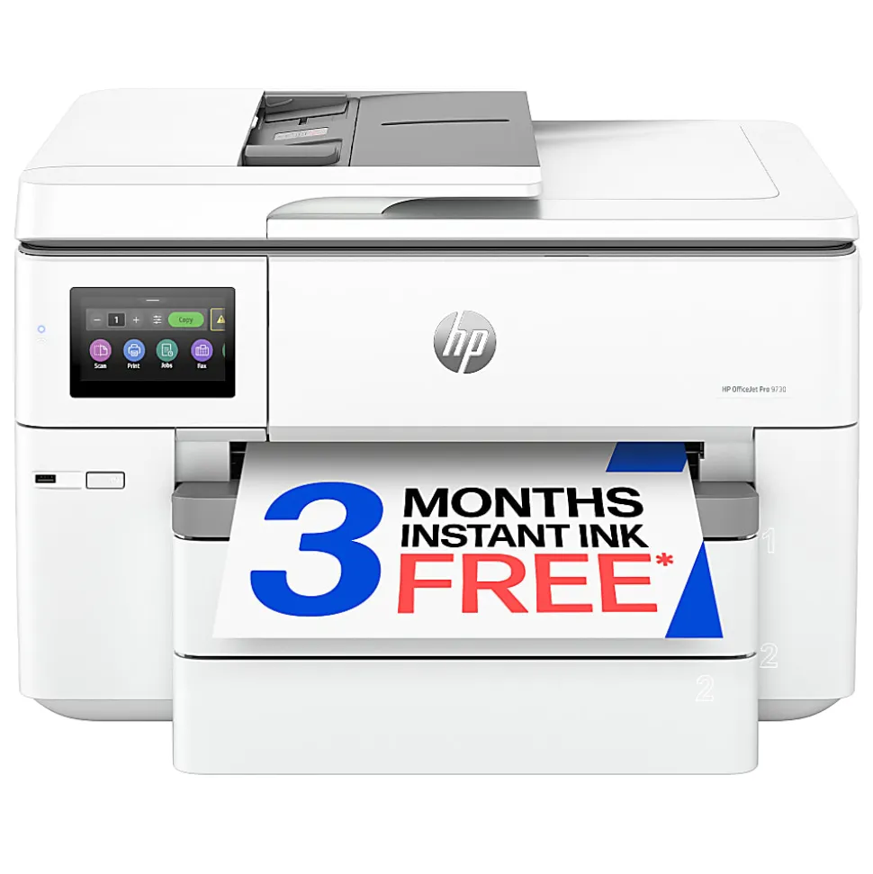 HP OfficeJet Pro 9730 Wide Format Wireless All-in-One Color Inkjet Printer, Print, scan, copy, fax, ADF, Duplex print/scan, 3 months free Instant Ink