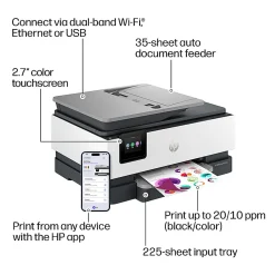 HP OfficeJet Pro 8125 Wireless All-in-One Color Inkjet Printer, Print, Scan, Copy, ADF, Duplex Printing, 3 months of Free Instant Ink, AI-Capable