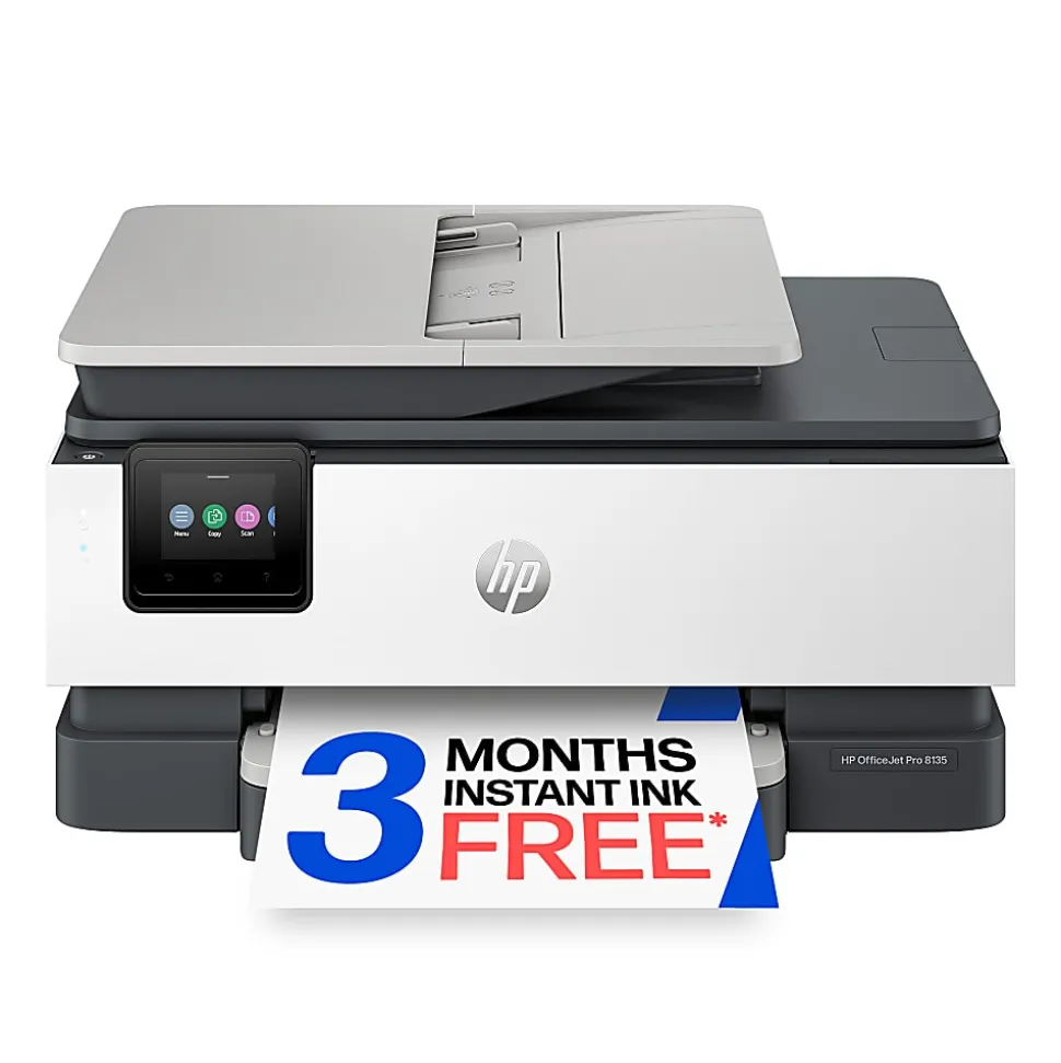 HP OfficeJet Pro 8135 Wireless All-in-One Color Inkjet Printer, print, scan, copy, fax, ADF, Duplex printing, 3 months of free Instant Ink, AI-Capable