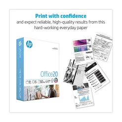 HP Papers Office20™, 92 Bright, 20 lb Bond Weight, 8.5 x 11, White, 500 Sheets/Ream, 10 Reams/Carton