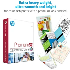 HP Premium32 Laser Paper, 1 Ream, Smooth, White, Letter Size (8 1/2" x 11"), Ream Of 500 Sheets, 32 Lb, 100 Brightness
