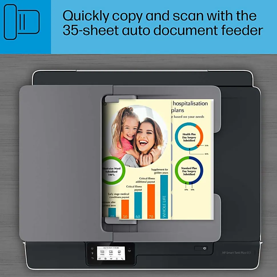 HP Smart Tank Plus 651 Wireless Cartridge-free All-in-One Ink Tank Printer with up to 3 years of ink included (7XV38A)