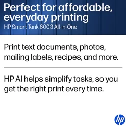HP Smart Tank 6003 Wireless All-in-One Cartridge-free Ink Tank Printer with up to 3 years of ink included, AI-capable (9B5C8A)