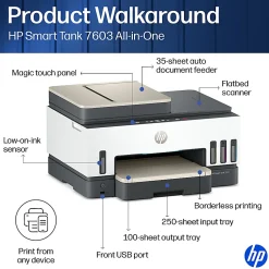HP Smart Tank 7603 Wireless All-in-One Cartridge-free Ink Tank Printer with up to 3 years of ink included, AI-capable (9B5D1A)