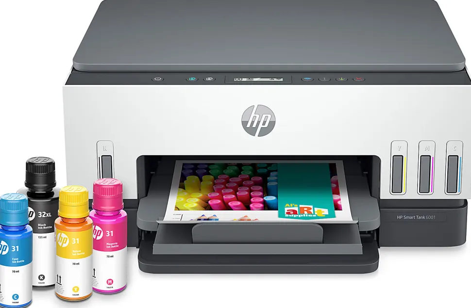 HP Smart Tank 6001 Wireless All-in-One Cartridge-free Ink Tank Printer with up to 3 years of ink included, AI-capable (2H0B9A)