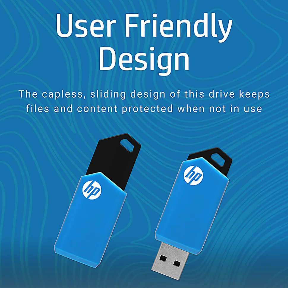 HP v150w USB 2.0 Flash Drive, 16GB, Blue